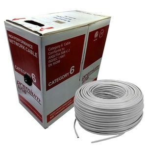 Cáp mạng U/UTP CAT6, 24AWG, lõi đồng đặc, 4 đôi, 305m, vỏ LSOH, màu xám (Premium-Line)