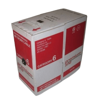 Cáp mạng U/UTP CAT6, 23AWG, lõi đồng đặc, 4 đôi, 305m, vỏ PVC, màu xám (Premium-Line)